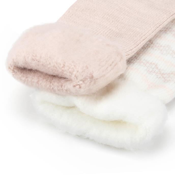 totes toasties® Ladies Premium Brushed Thermal Bed Sock (Twin Pack) Cream / Pink Extra Image 5